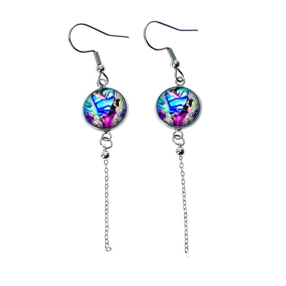 Shimmering Seashell Chain Dangler Earrings - Picture 2 of 4